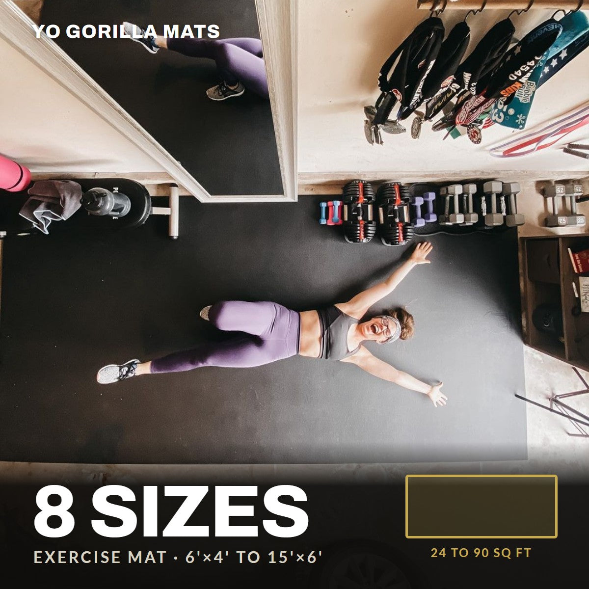 Yo Gorilla Mats exercise mat, 8 sizes from 6' x 4' to 15' x 6'
