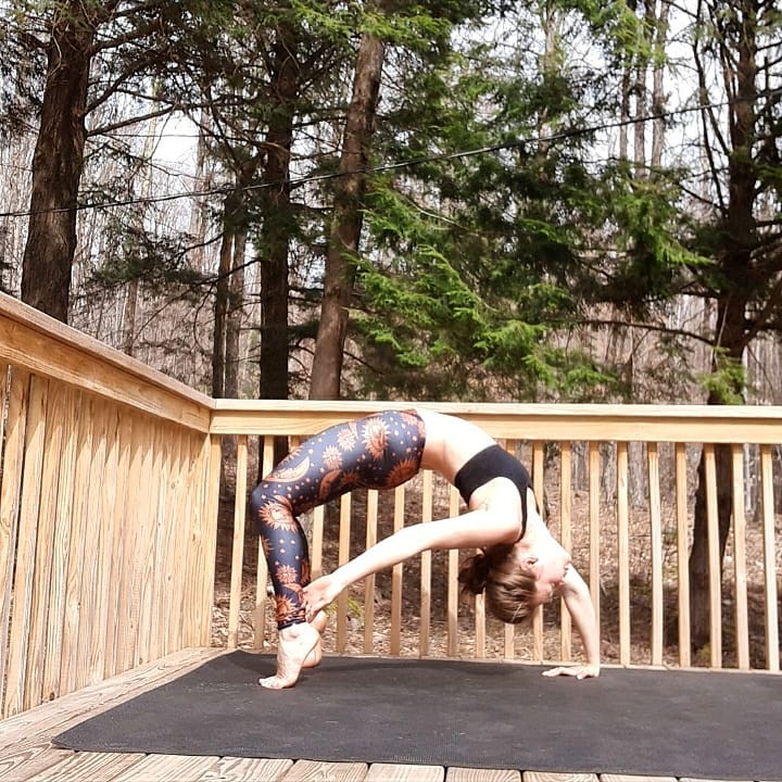 Backbend on a Yo Gorilla Mats yoga mat on deck