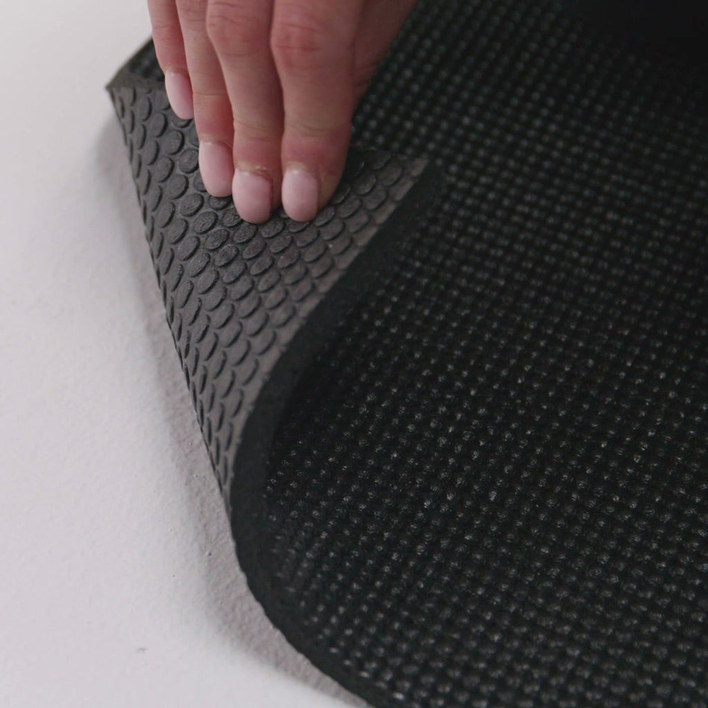 The patterned underside that keeps the yoga mat from sliding